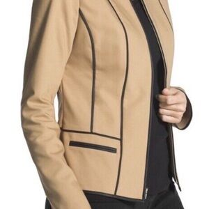 Chico's Tan Blazer with Black Trim